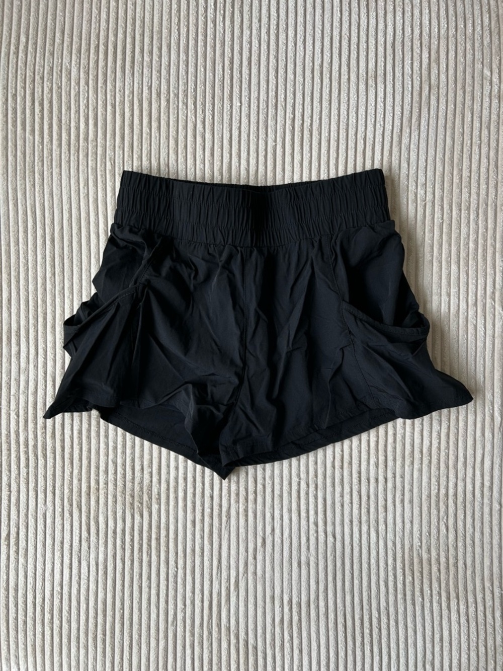 Women's Black Athletic Shorts with Elastic Waist